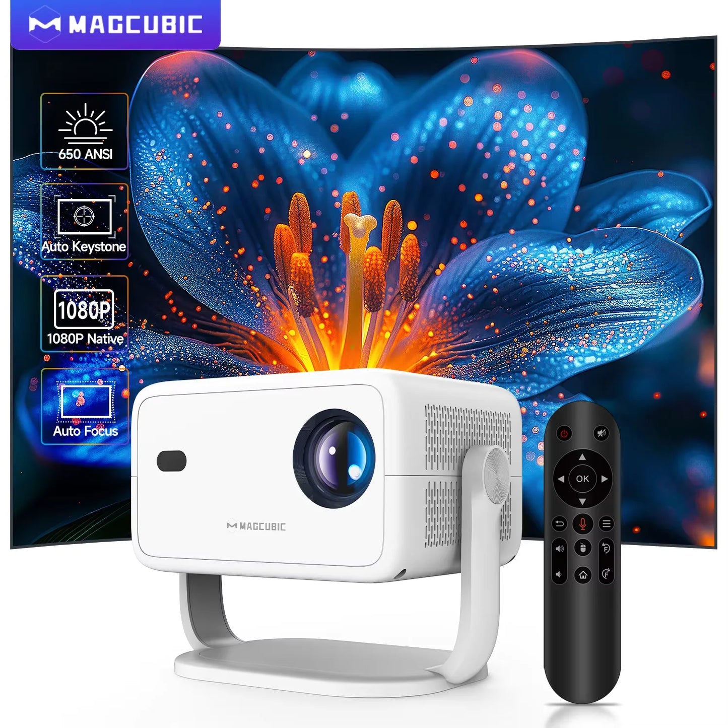 Magcubic 650ANSI Projector 1080P Auto Focus Android 14