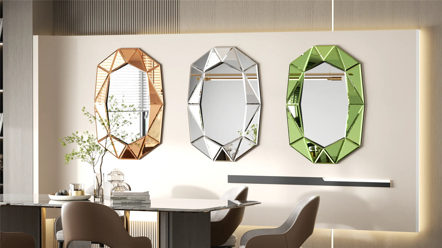 Wisfor Irregular Silver Glass Wall Mirror With Beveled Edge