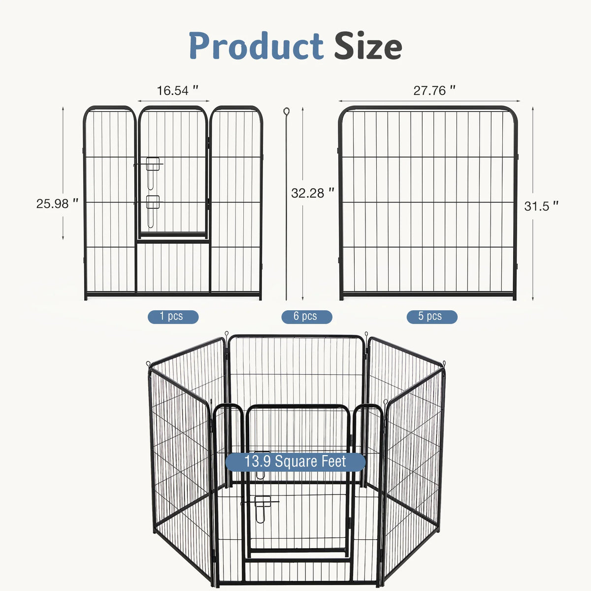 JHK Metal Dog Playpen Foldable Fence For Outdoor Use
