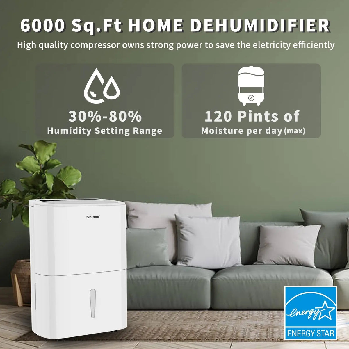 Shinco Energy Star Dehumidifier For Large Rooms