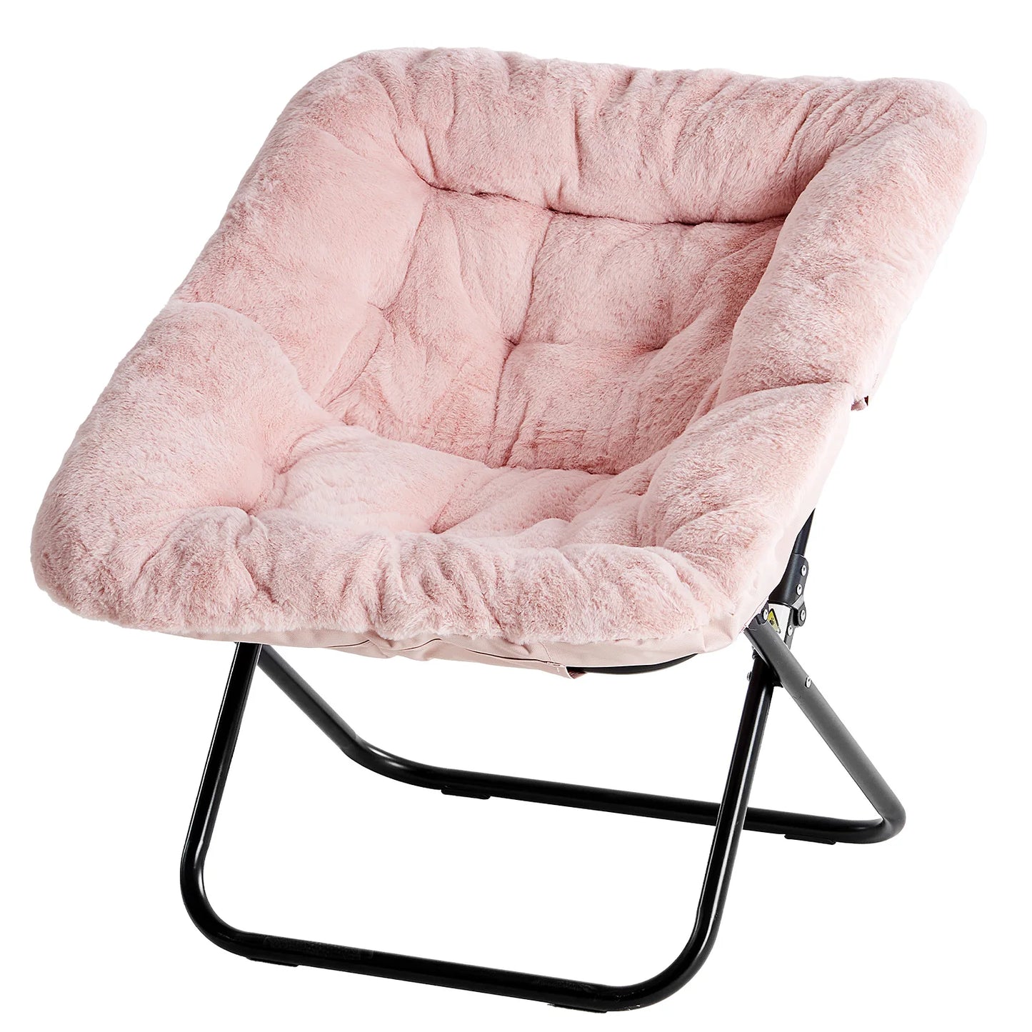 JHK Cozy Saucer Chair Soft Faux Fur Folding Lounge Chair
