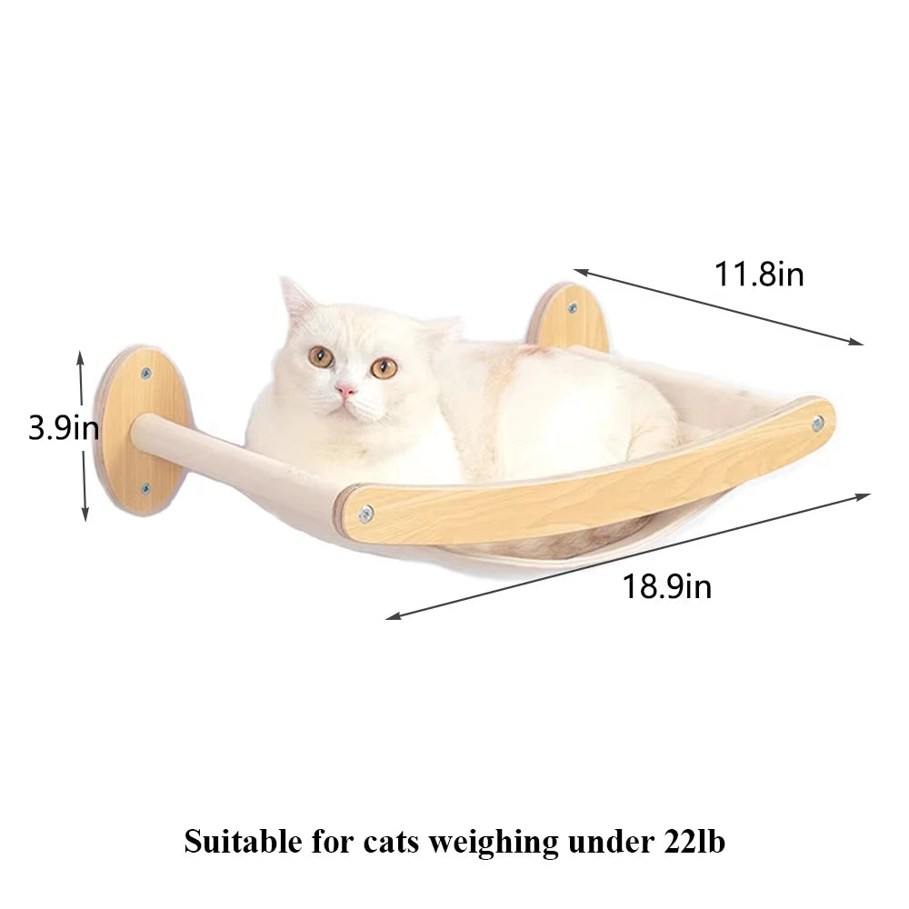 Wall Mounted Wooden Cat Climbing Shelf With Sisal Post