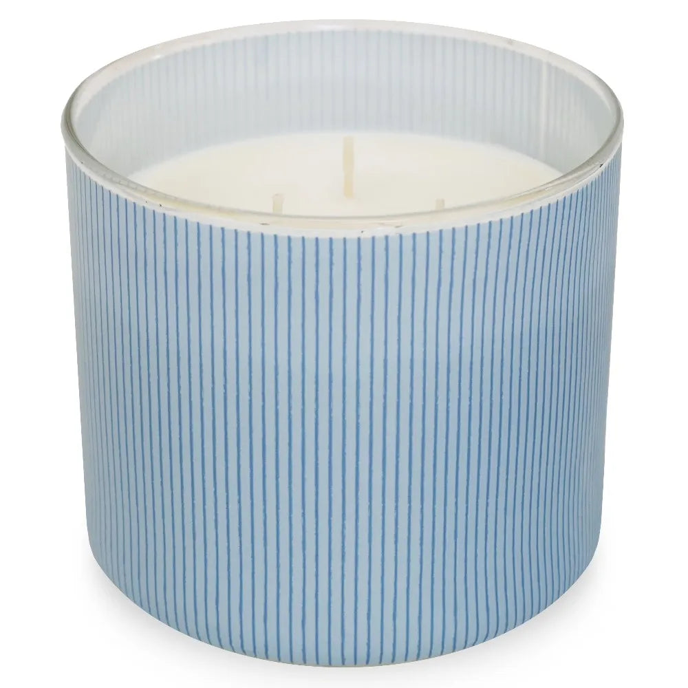 Large 14oz Scented Candle Triple Wick Textured Jar with Salted Driftwood Ocean Aroma for Home Decor Relaxation