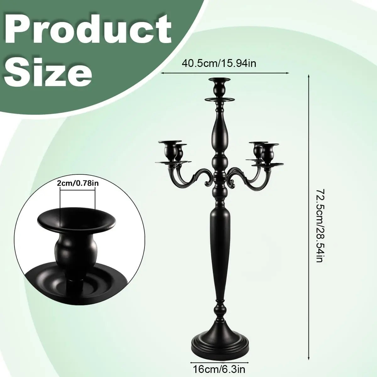 Vincigant Five Arm Metal Taper Candelabra Stand