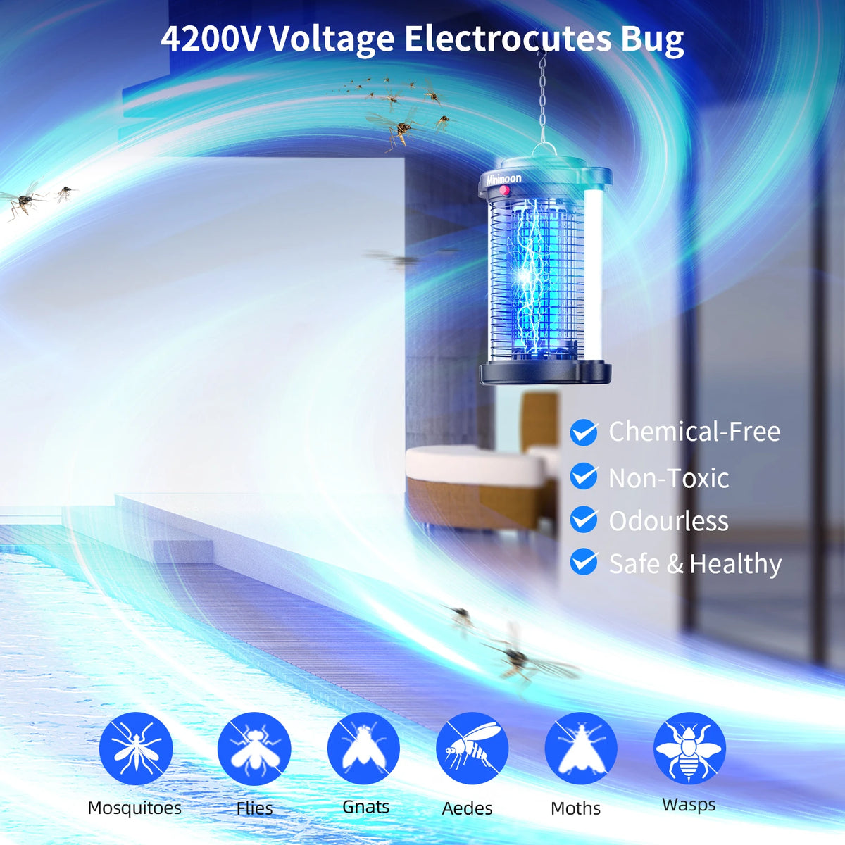 Bug Zapper Outdoor Mosquito Zapper With LED Lights 4200V