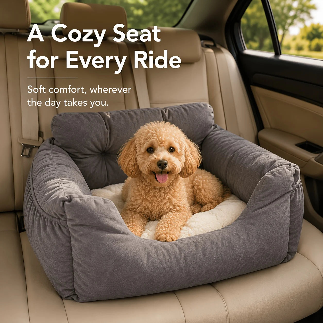 Adjustable Pet Car Seat Bed With Tether And Strap