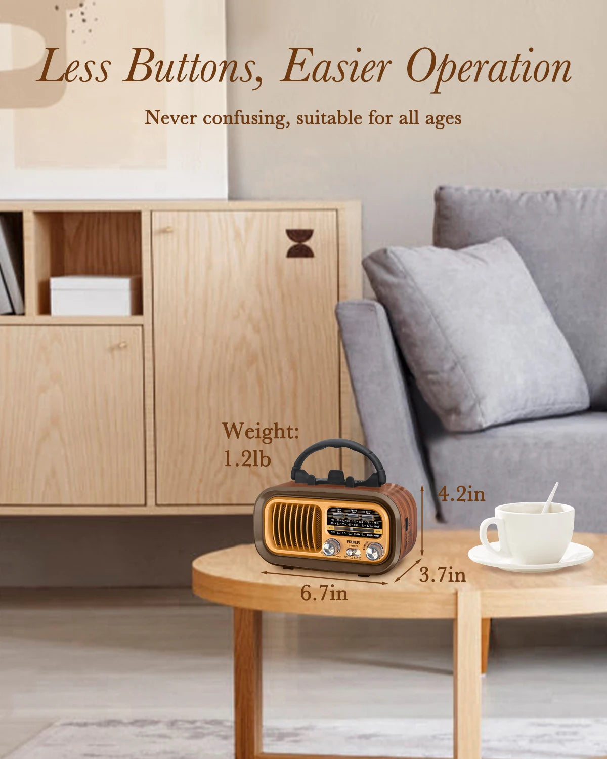 Prunus J150 Retro Bluetooth Radio Portable AM FM