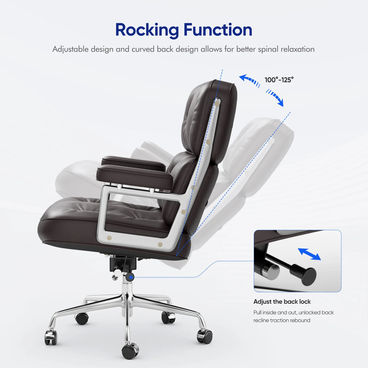 Champracer Ergonomic Leather Office Chair Aluminum Arms