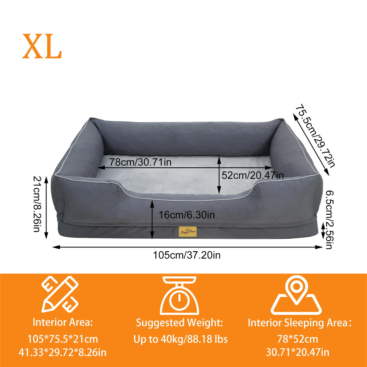 Orthopedic Dog Bed For Large Dogs Bingopaw Premium Waterproof Lining Removable Cover Bolster Sponge Base Sofa