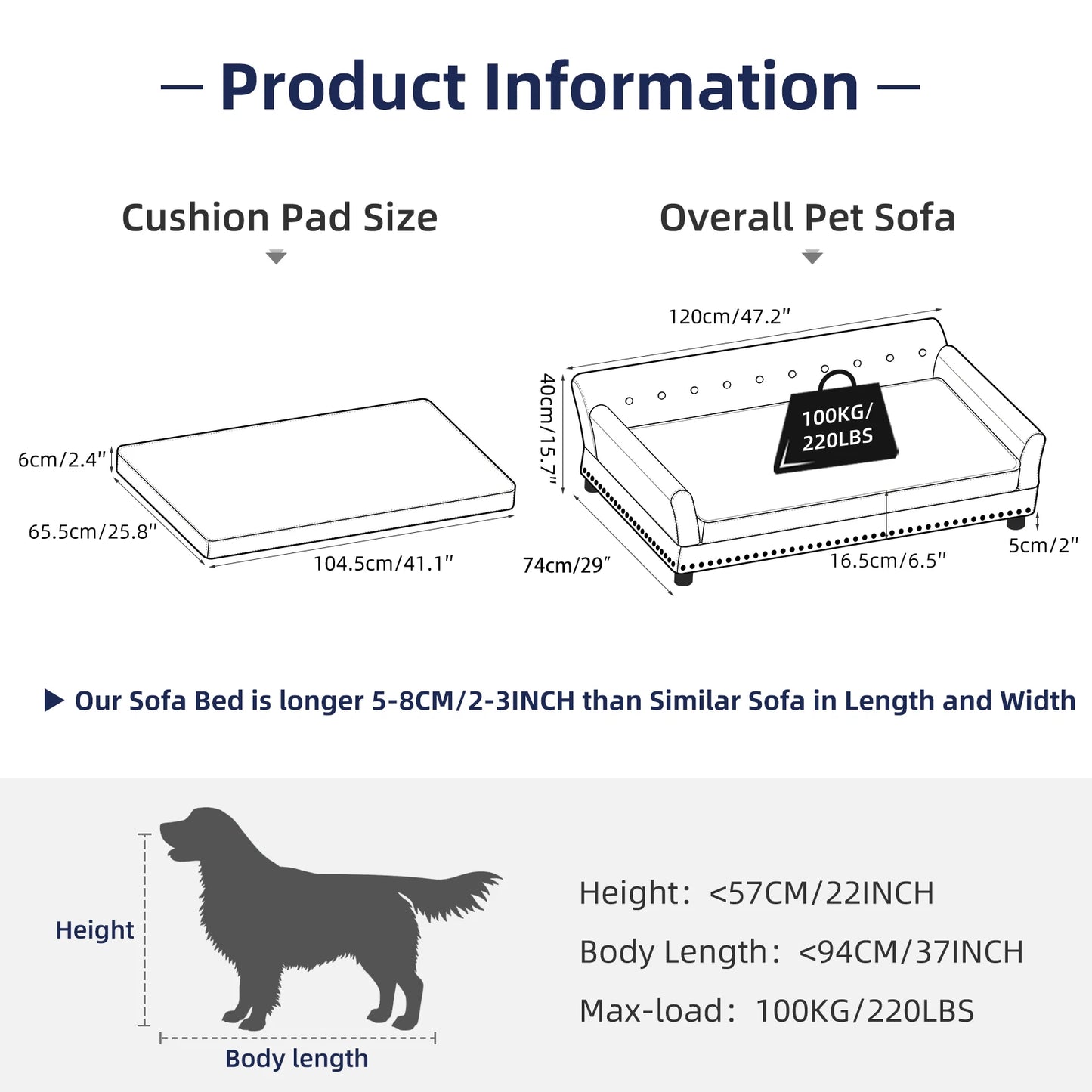 Bingopaw Elevated Dog Sofa Bed With Removable Cushion