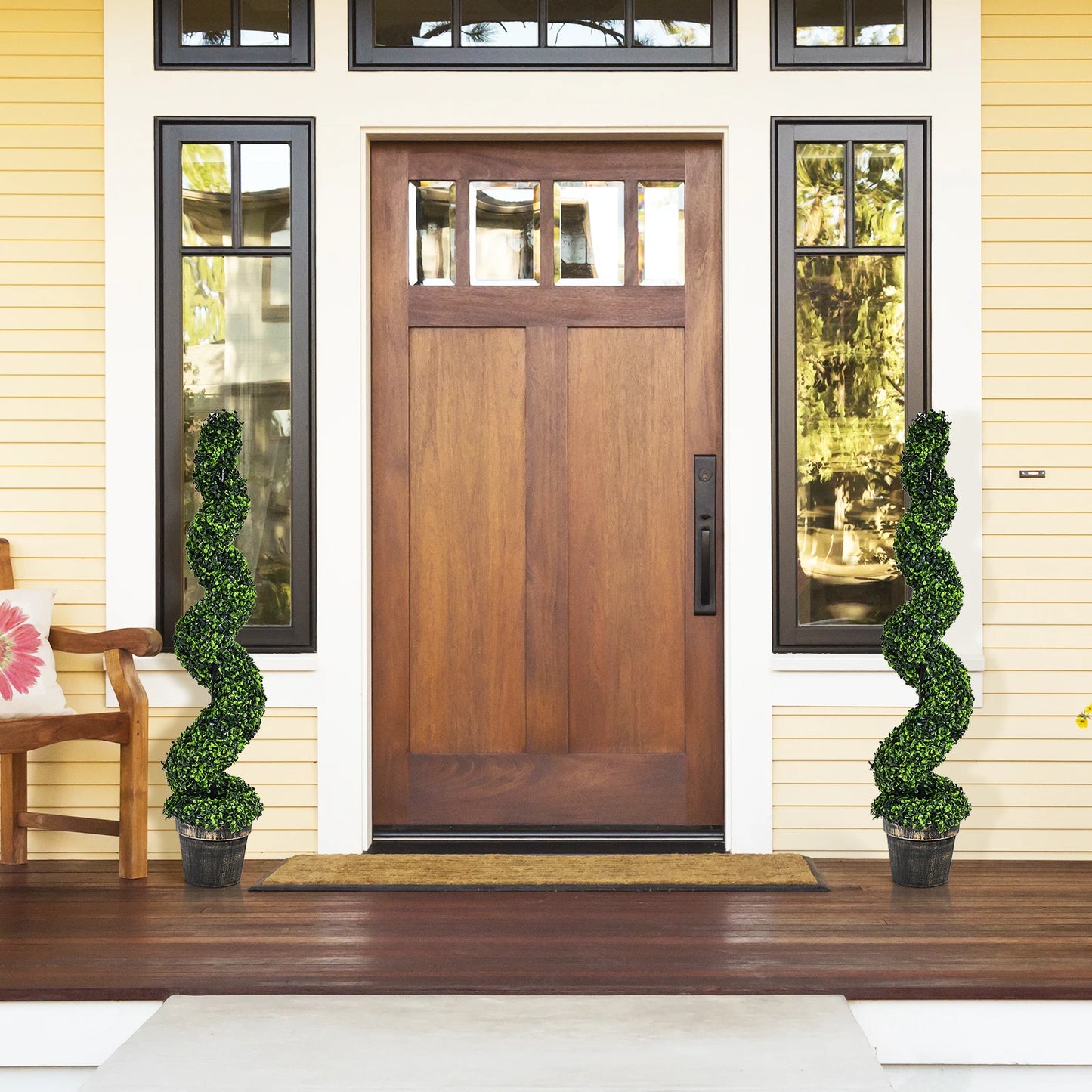 LIFEZEAL 2 Pack Spiral Boxwood Topiary Indoor Outdoor