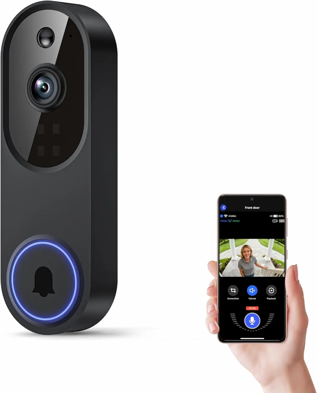 Wireless WiFi Video Doorbell With Two Way Audio Night Vision