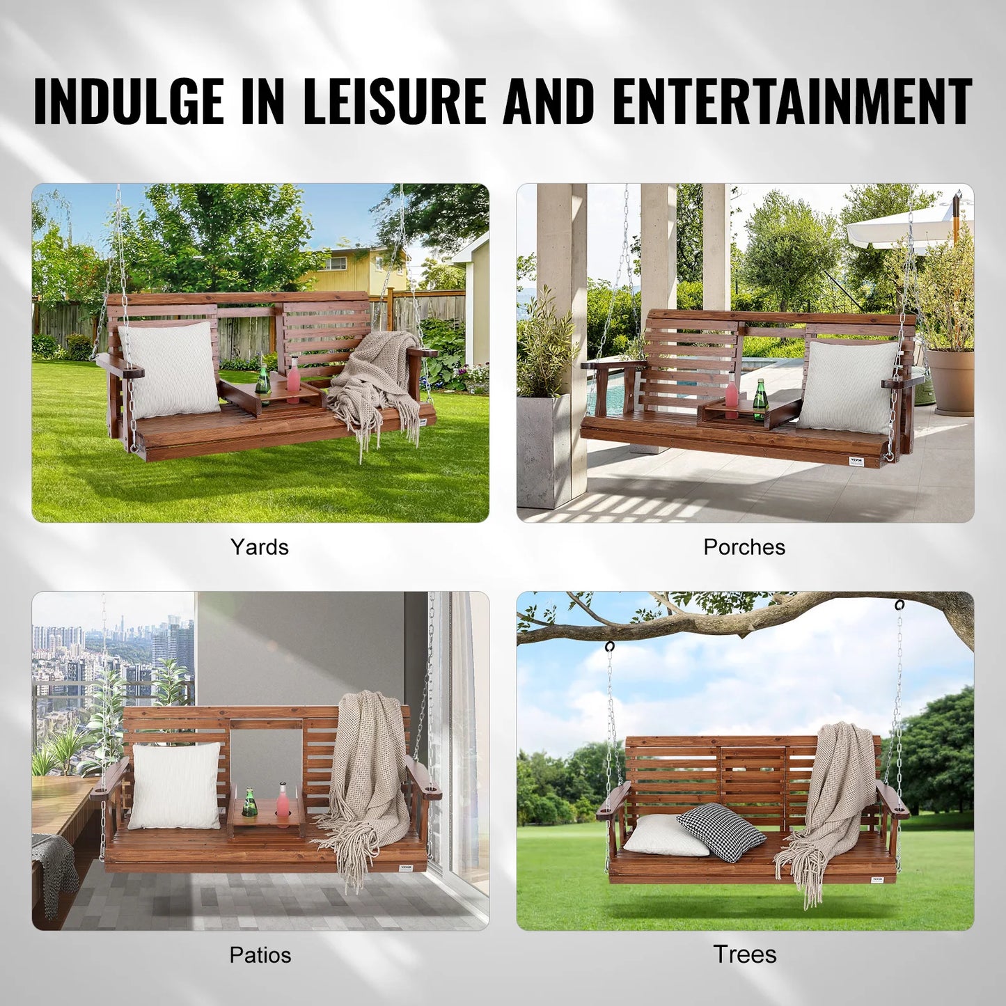SucceBuy Cedar Porch Swing For Outdoor Gardens