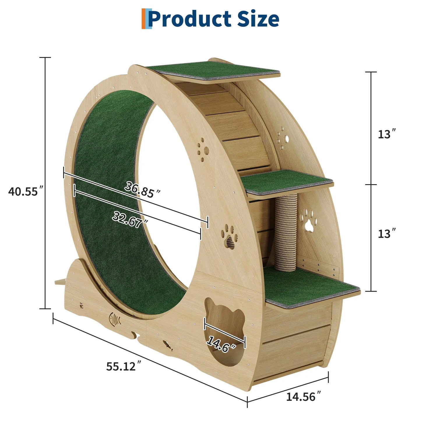 HiMISS Quiet Multifunctional Cat Exercise Wheel
