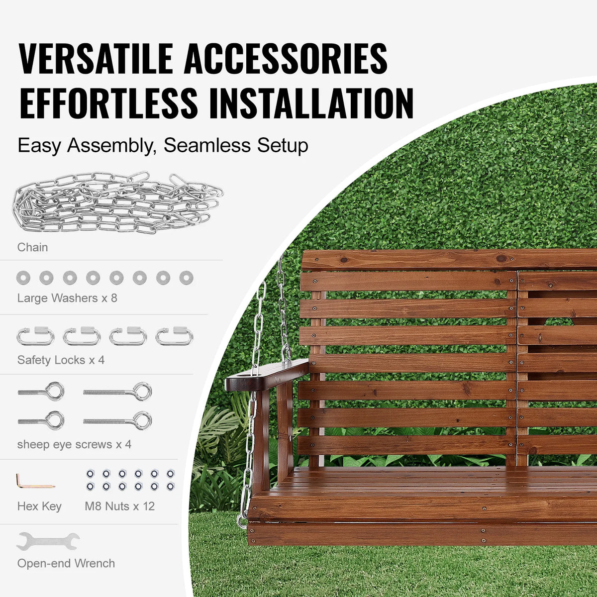SucceBuy Cedar Porch Swing For Outdoor Gardens