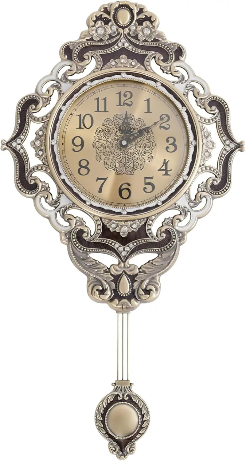 Retro Pendulum Wall Clock Silent Metal Home Decor