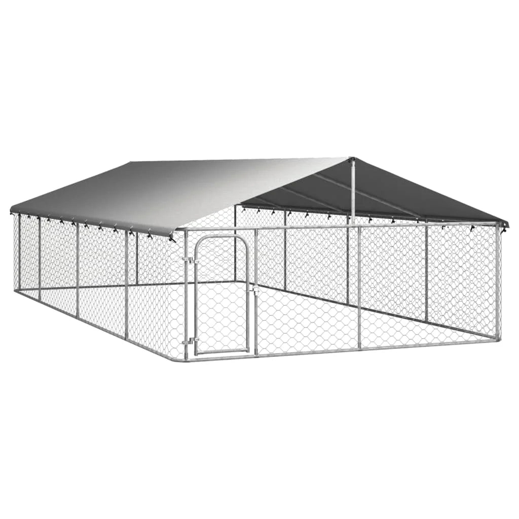 Outdoor Dog Kennel With Roof Galvanized Steel Large Secure Weatherproof For Dogs Multiple Sizes