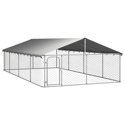 Outdoor Dog Kennel With Roof Galvanized Steel Large Secure Weatherproof For Dogs Multiple Sizes