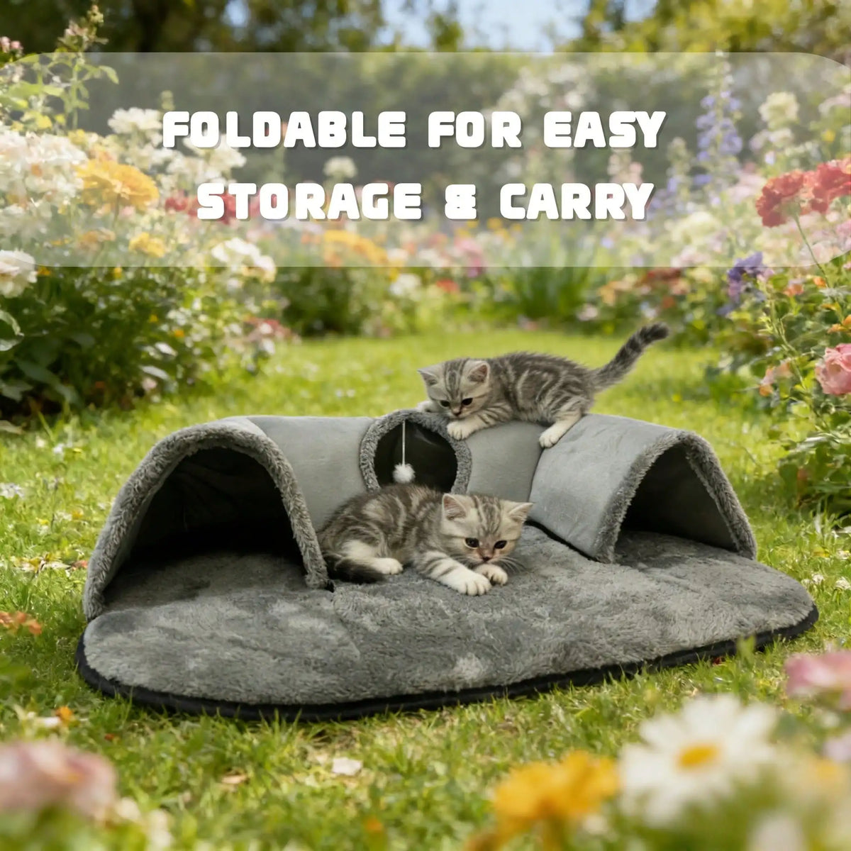 Interactive Cat Tunnel Bed With Soft Plush Cave