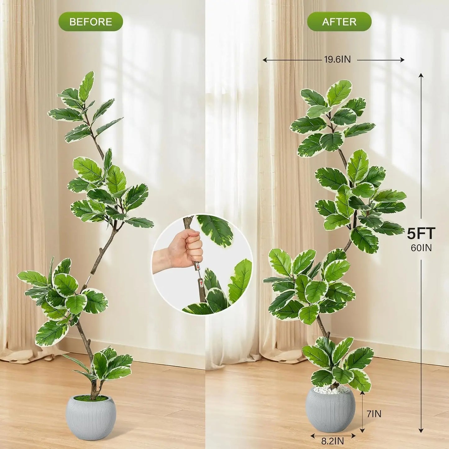 Realistic Artificial Fiddle Leaf Fig Tree With Planter