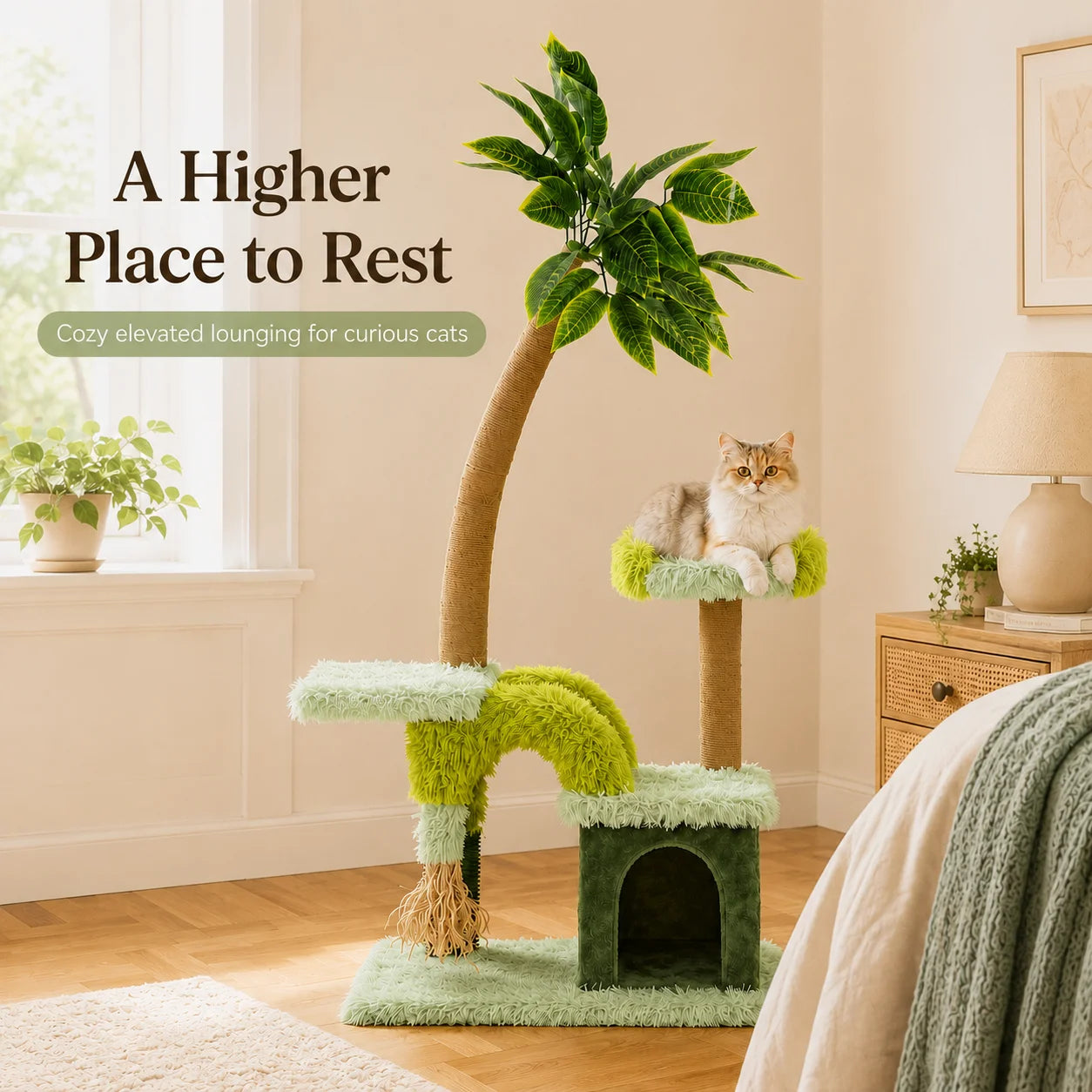 Double Tier Cat Tree With Cozy Perch And Scratching Post
