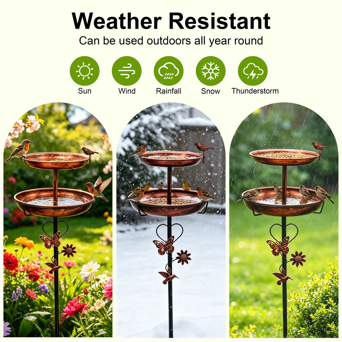 Bird Bath For Outdoors 118cm 2 Tier Metal Bird Bath With 5 Pronged Base For Garden Lovers