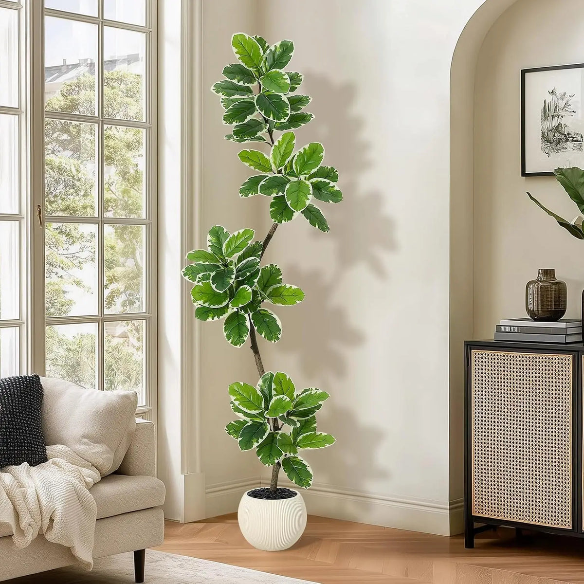 Realistic Artificial Fiddle Leaf Fig Tree With Planter