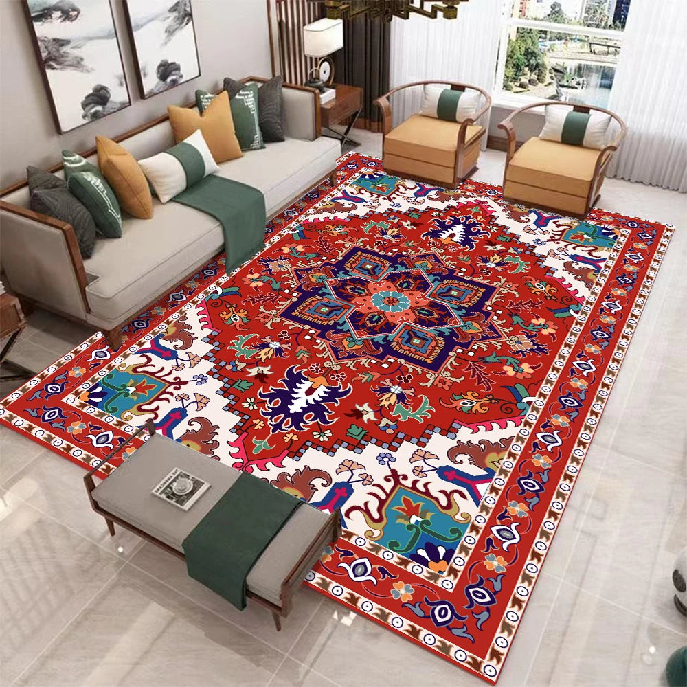 European Retro Large Carpet Living Room Rug Non Slip Mat