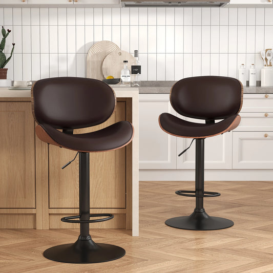 JHK PU Leather Ergonomic Swivel Counter Height Office Chair