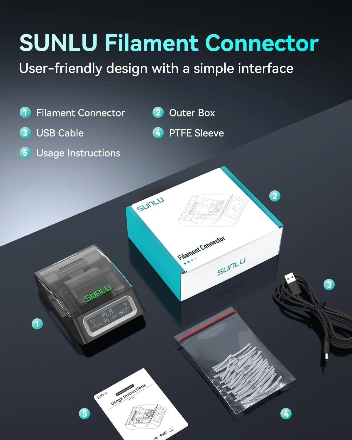 SUNLU Filament Connector Fast Heating For 3D Printer