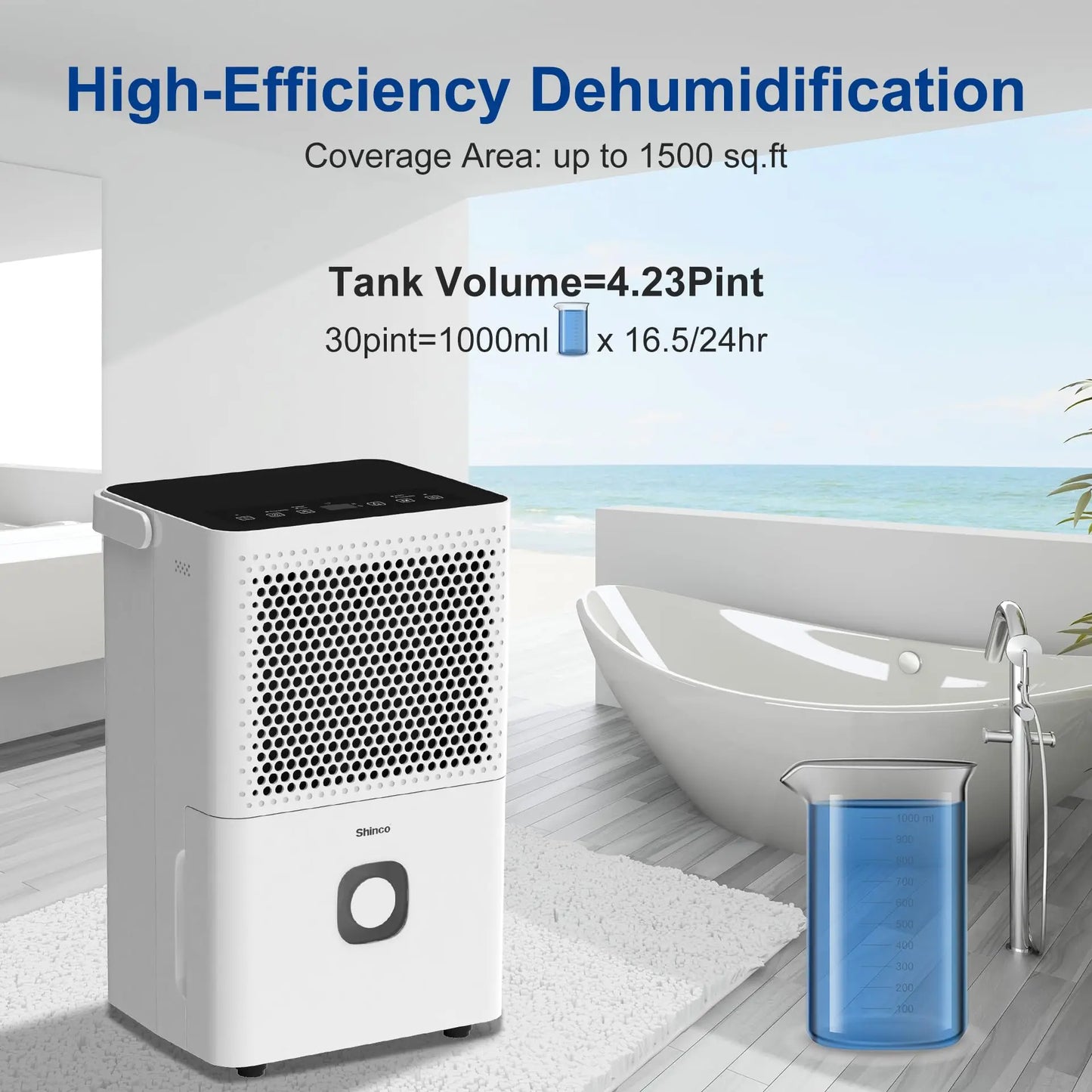 Shinco 30 Pint Dehumidifier for Home Basements Drain Hose
