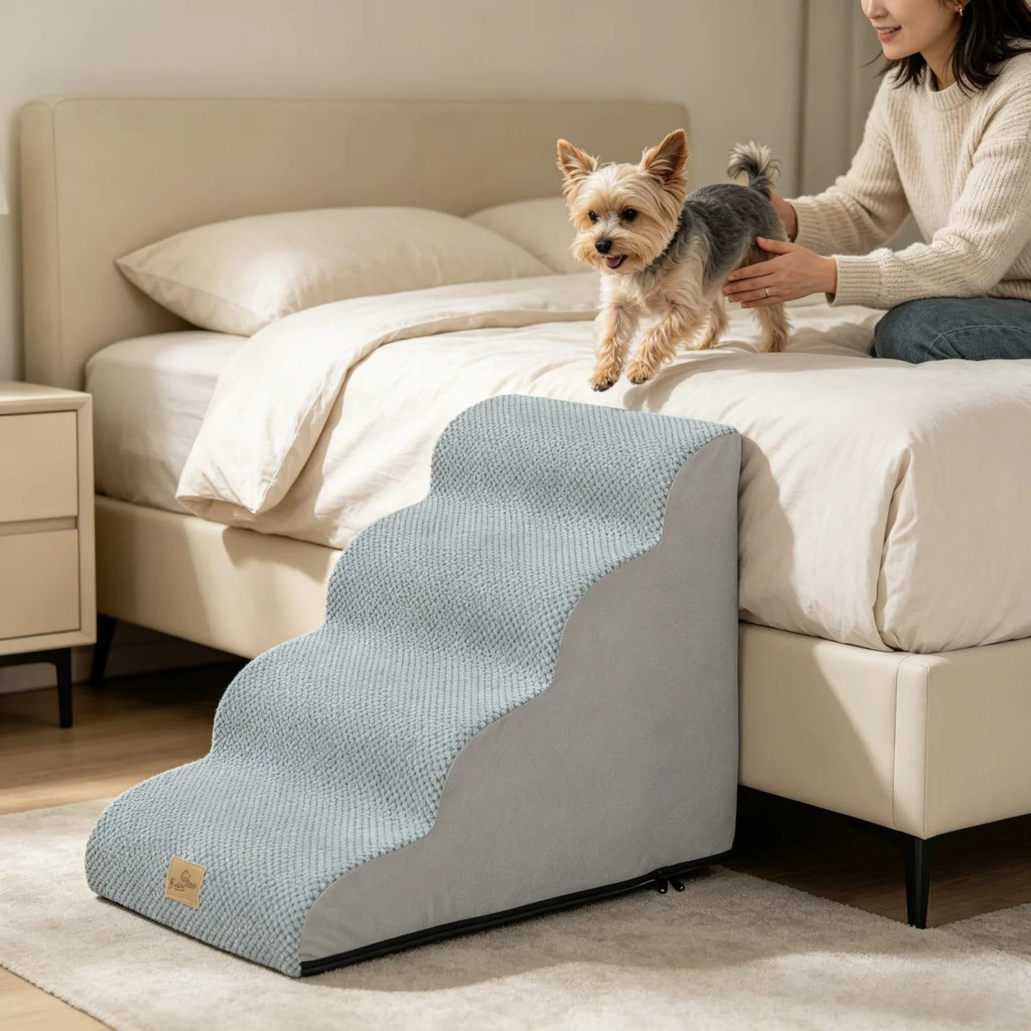 3/4/5 Steps Dog Stairs Curved Ramp With Removable Cover
