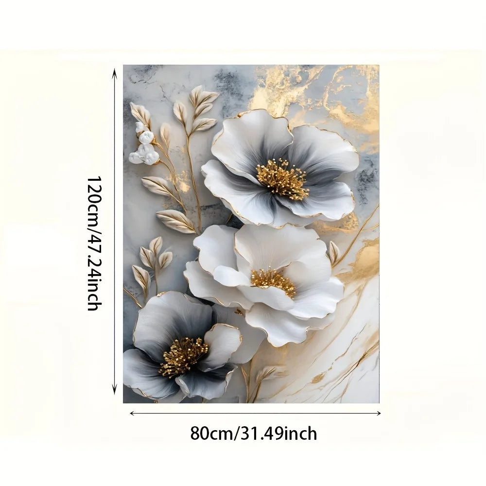 Modern Luxury Floral Canvas Mural With Framed 3D Artwork