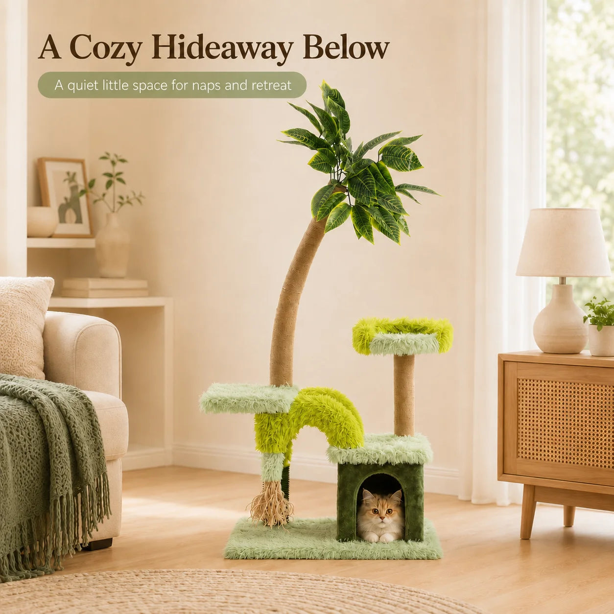 Double Tier Cat Tree With Cozy Perch And Scratching Post