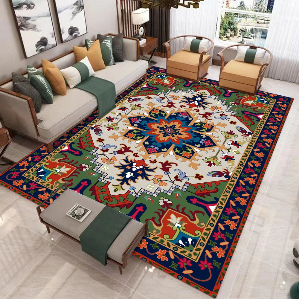 European Retro Large Carpet Living Room Rug Non Slip Mat