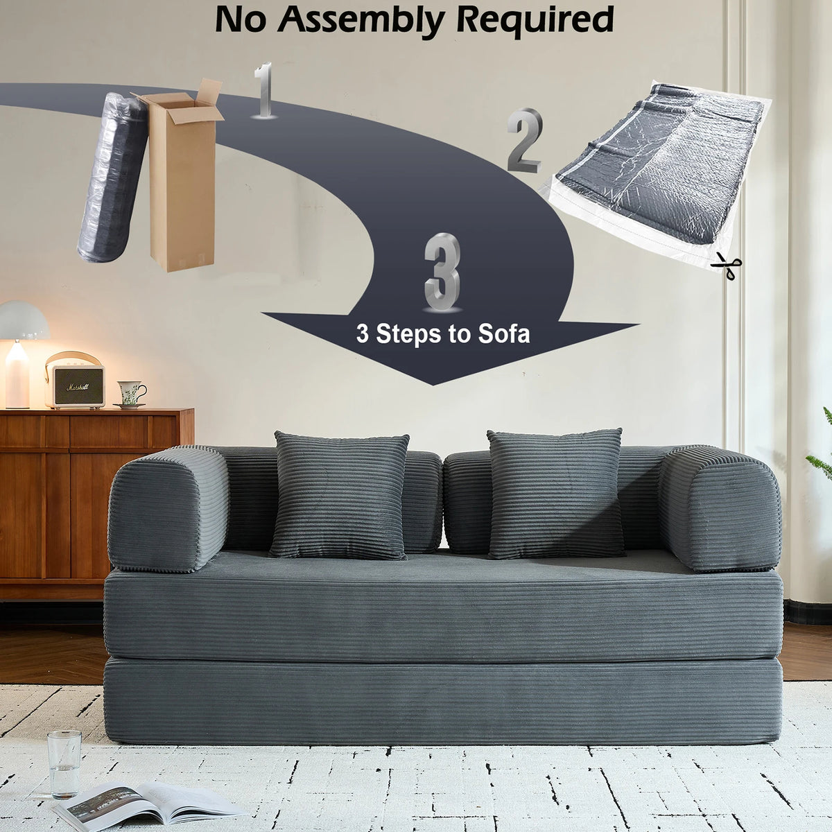 THOLASIS Folding Convertible Sofa Bed For Small Spaces