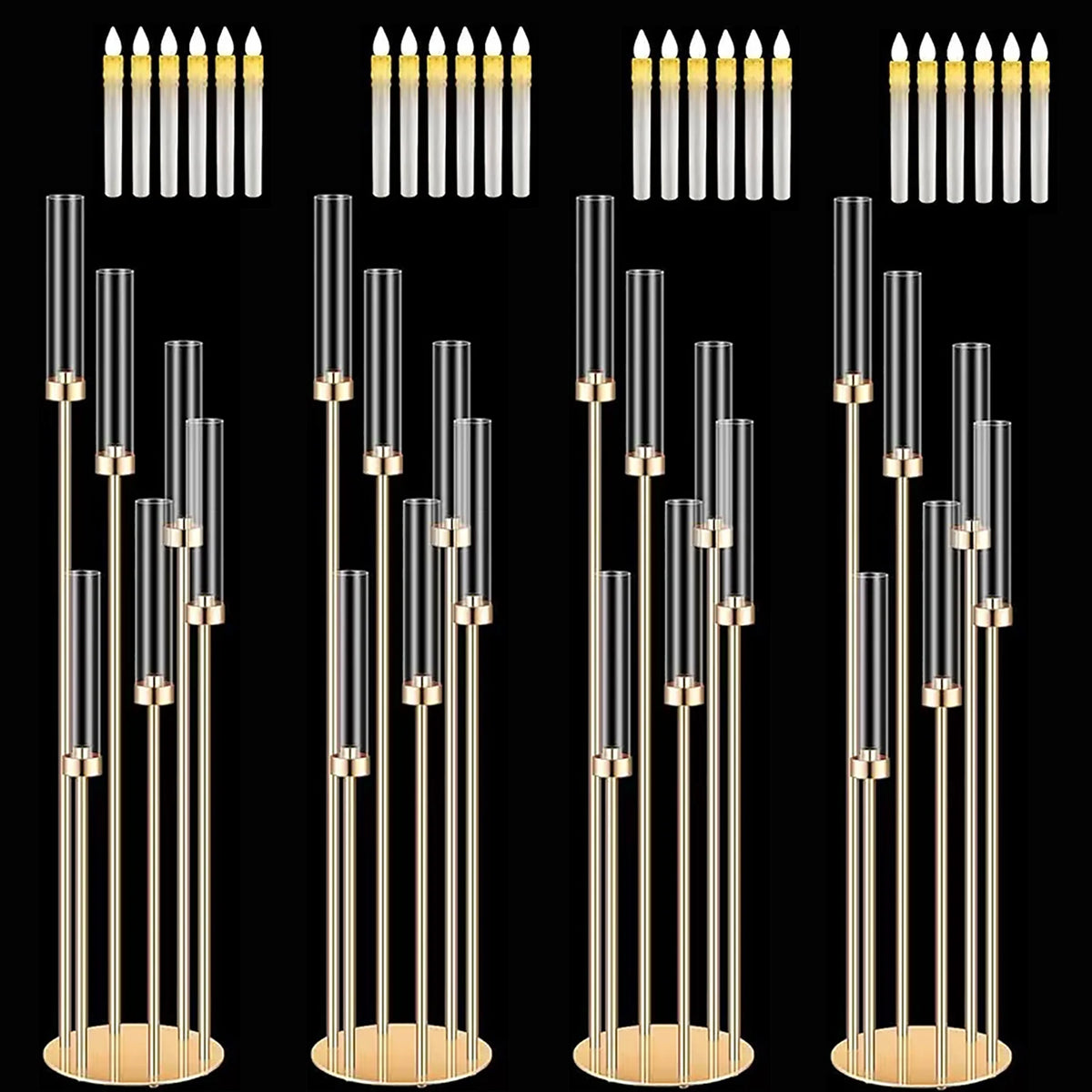 Metal Floor Candlestick Holder With LED Candles Centerpieces