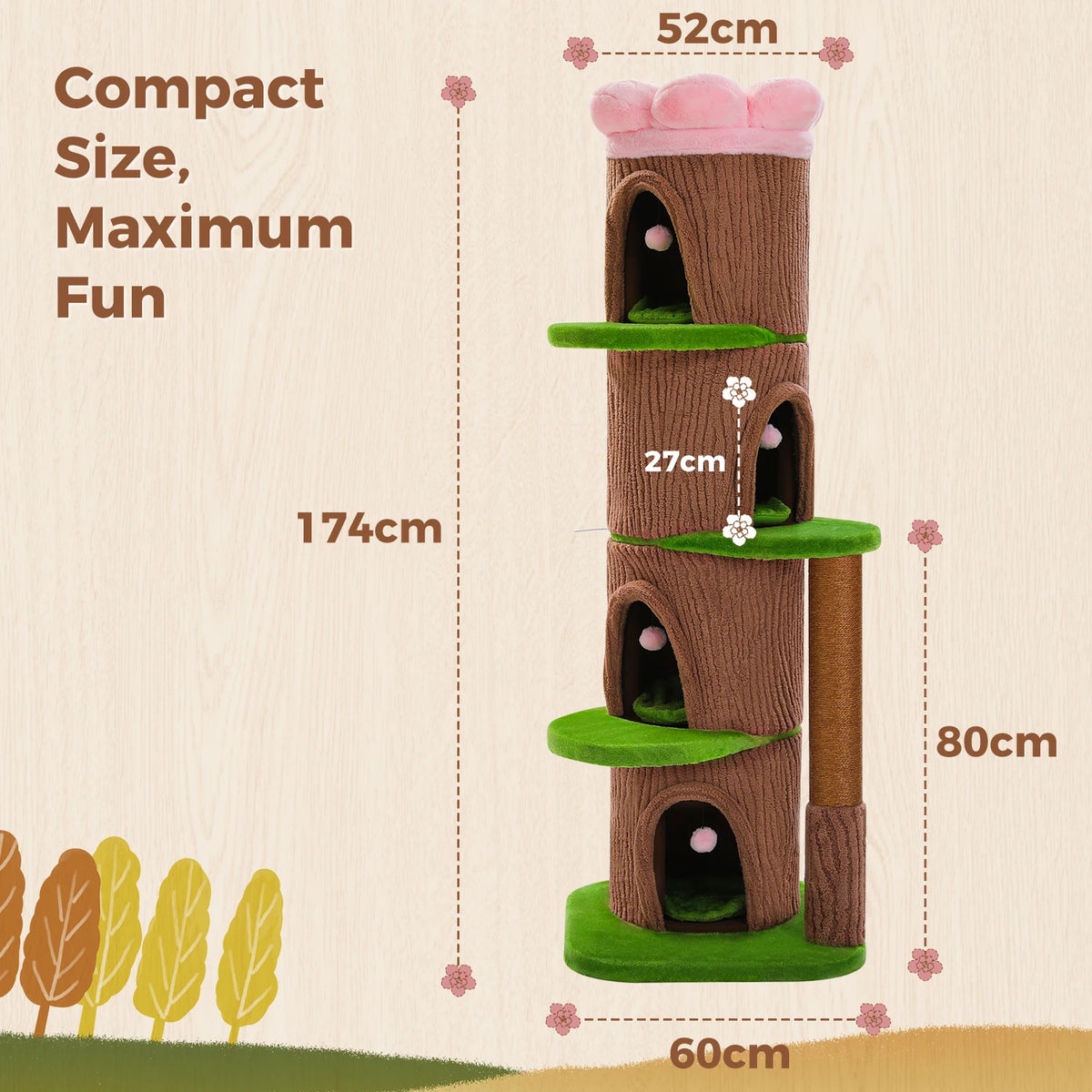 PAWZ Road Indoor Cat Tree With Flower Top Bed