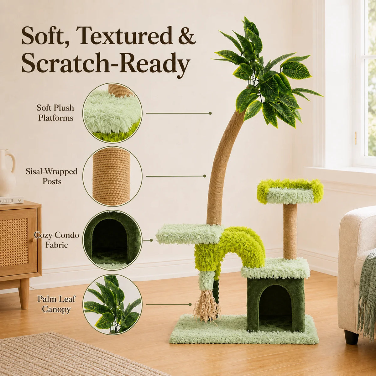 Double Tier Cat Tree With Cozy Perch And Scratching Post