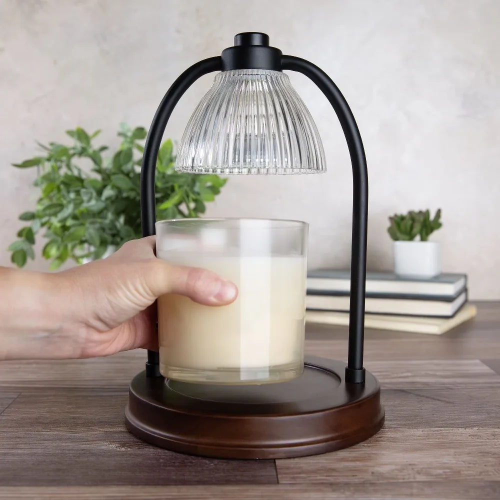 Electric Ribbed Glass Wax Cube Warmer With Digital Timer