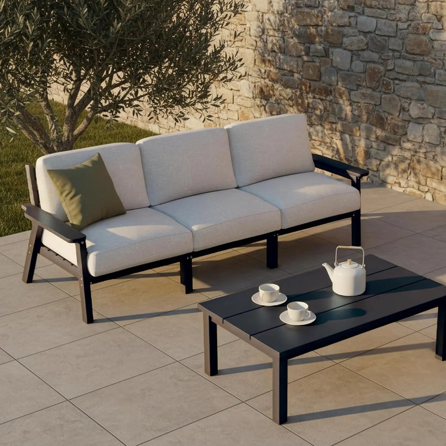 XIAOLANG Patio Three Seat Outdoor Sectional With Cushions