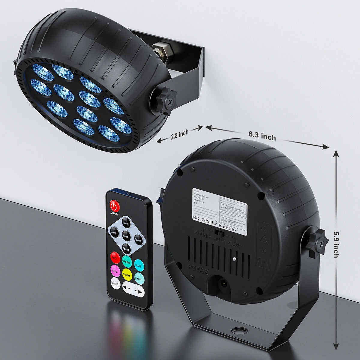 Rudderstar RGB Disco DJ Lights Wireless Par Lights