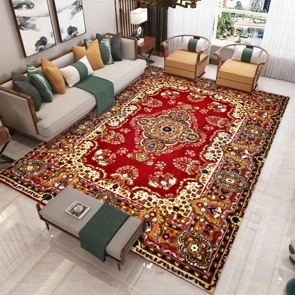 European Retro Large Carpet Living Room Rug Non Slip Mat