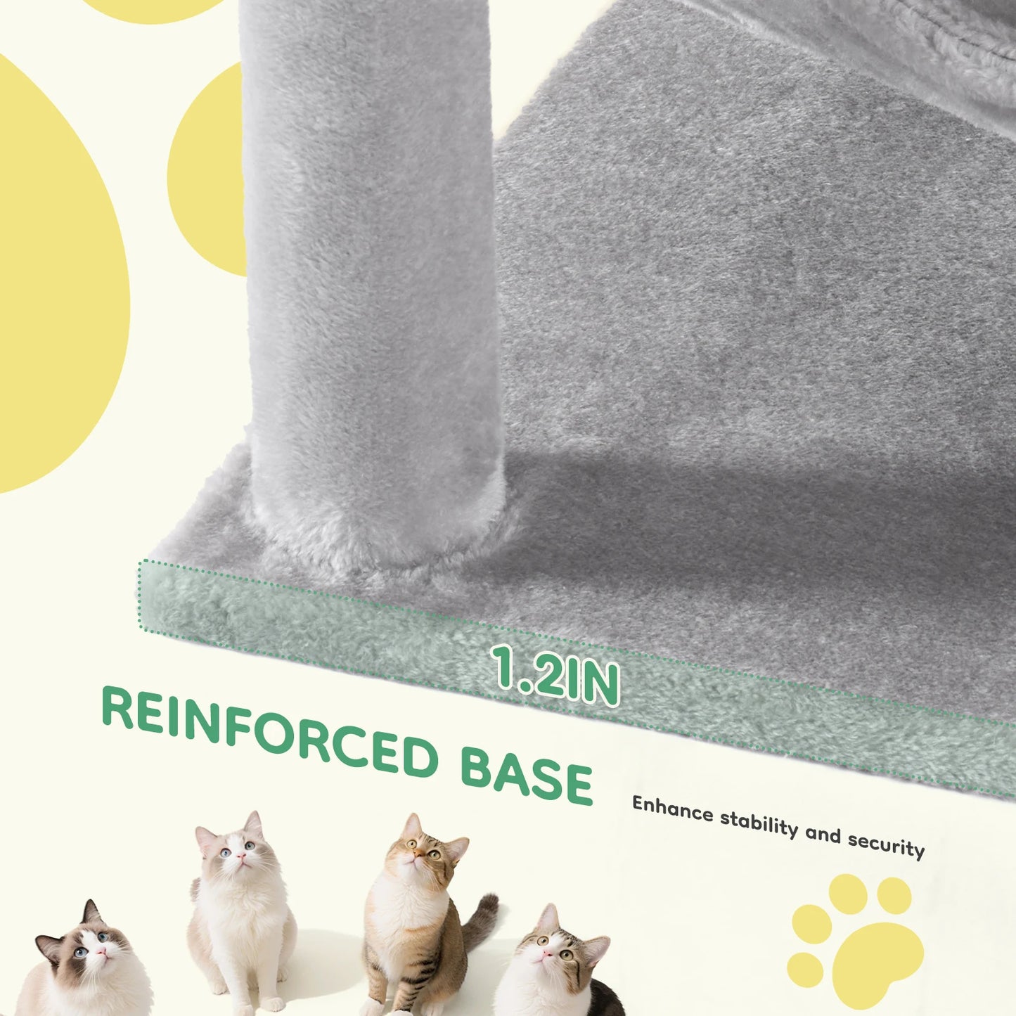 JHK 44 Inch Cat Tree Four Level Multi Cat Climbing Tower For Indoor Cats Natural Sisal Scratching Posts