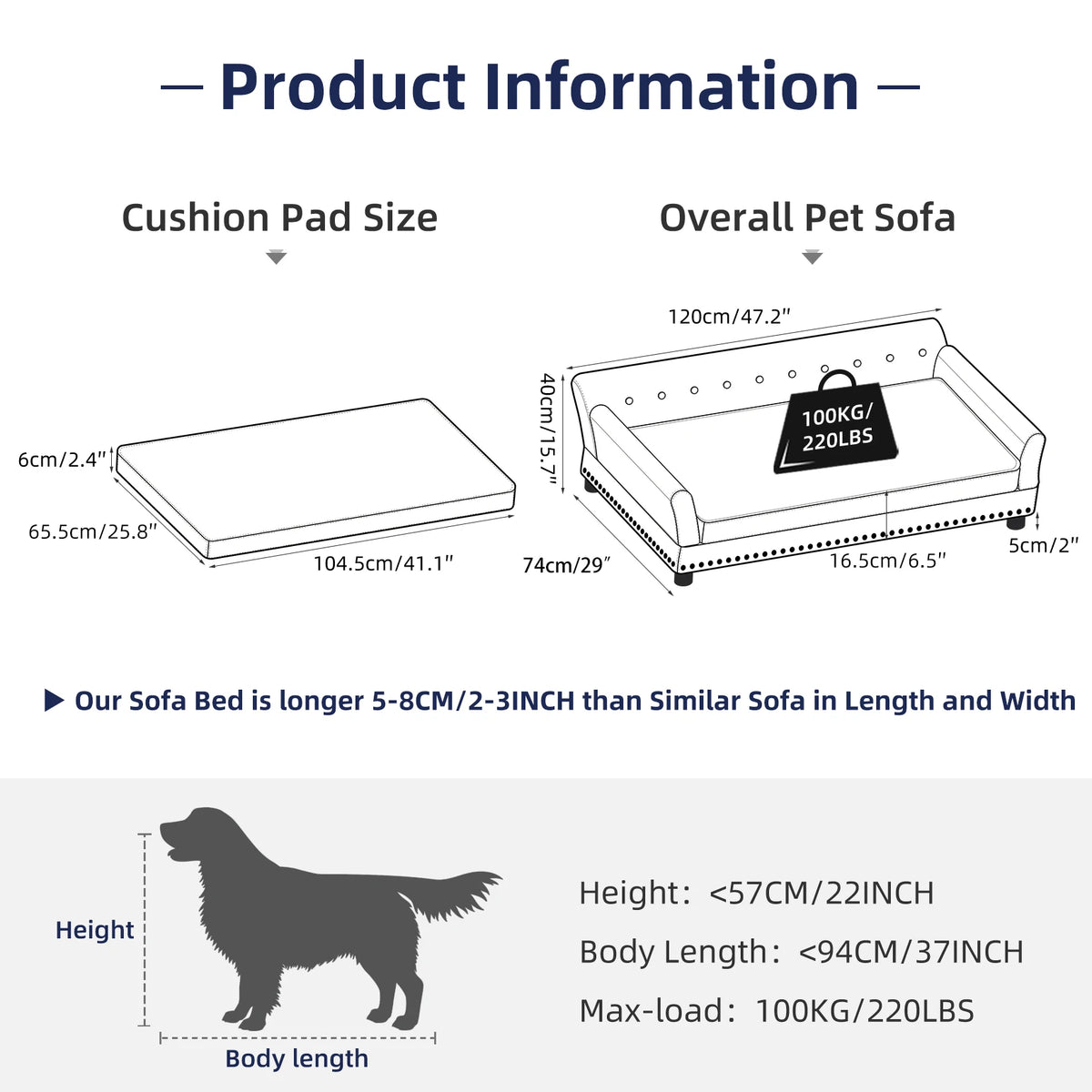 Bingopaw Elevated Dog Sofa Bed With Removable Cushion