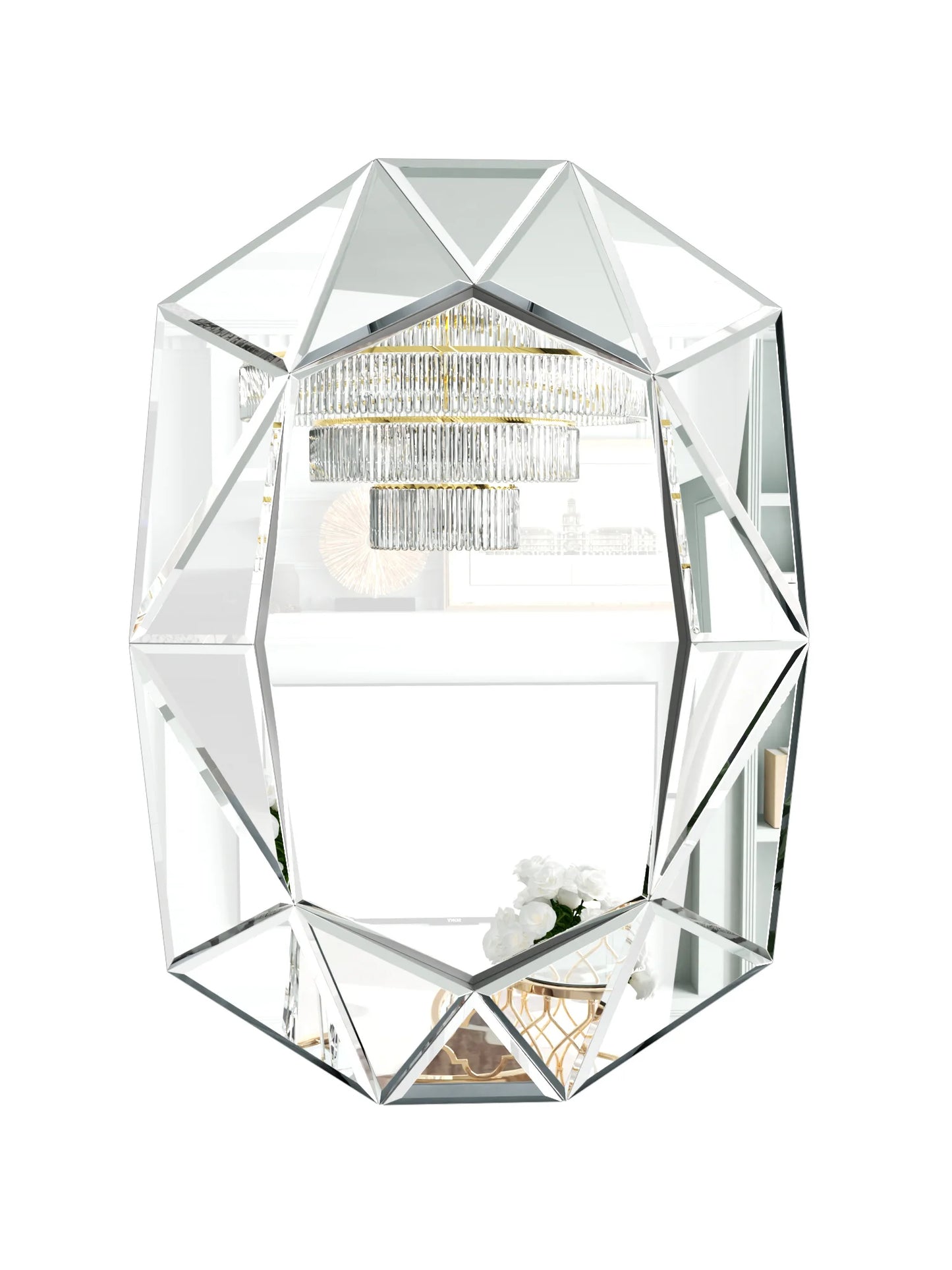 Wisfor Irregular Silver Glass Wall Mirror With Beveled Edge