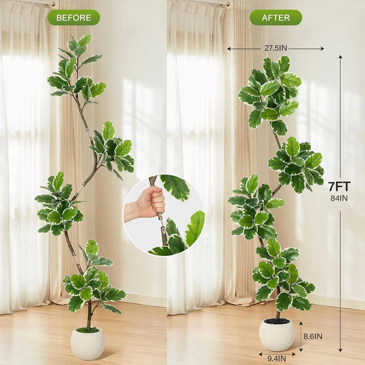 Realistic Artificial Fiddle Leaf Fig Tree With Planter