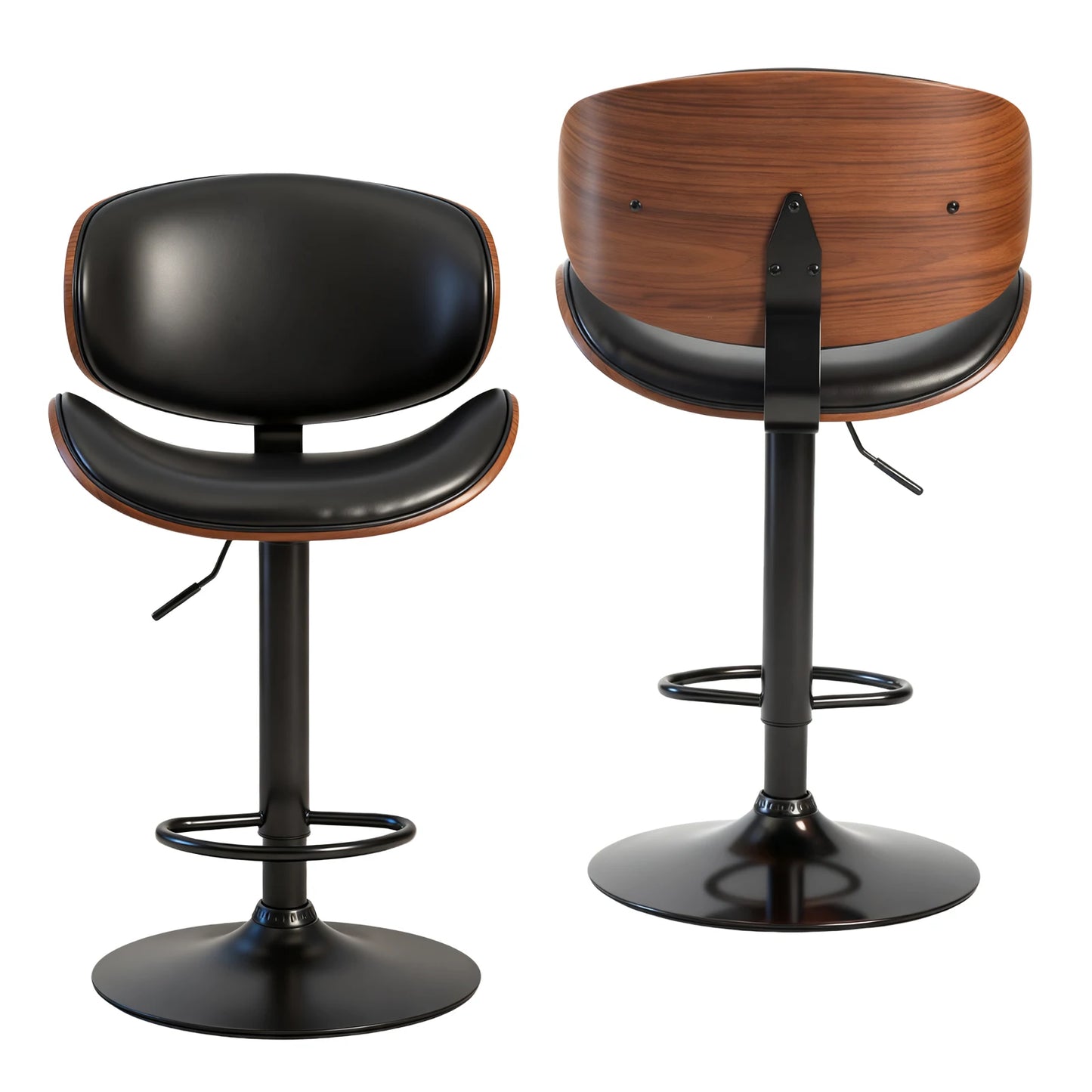 JHK PU Leather Ergonomic Swivel Counter Height Office Chair