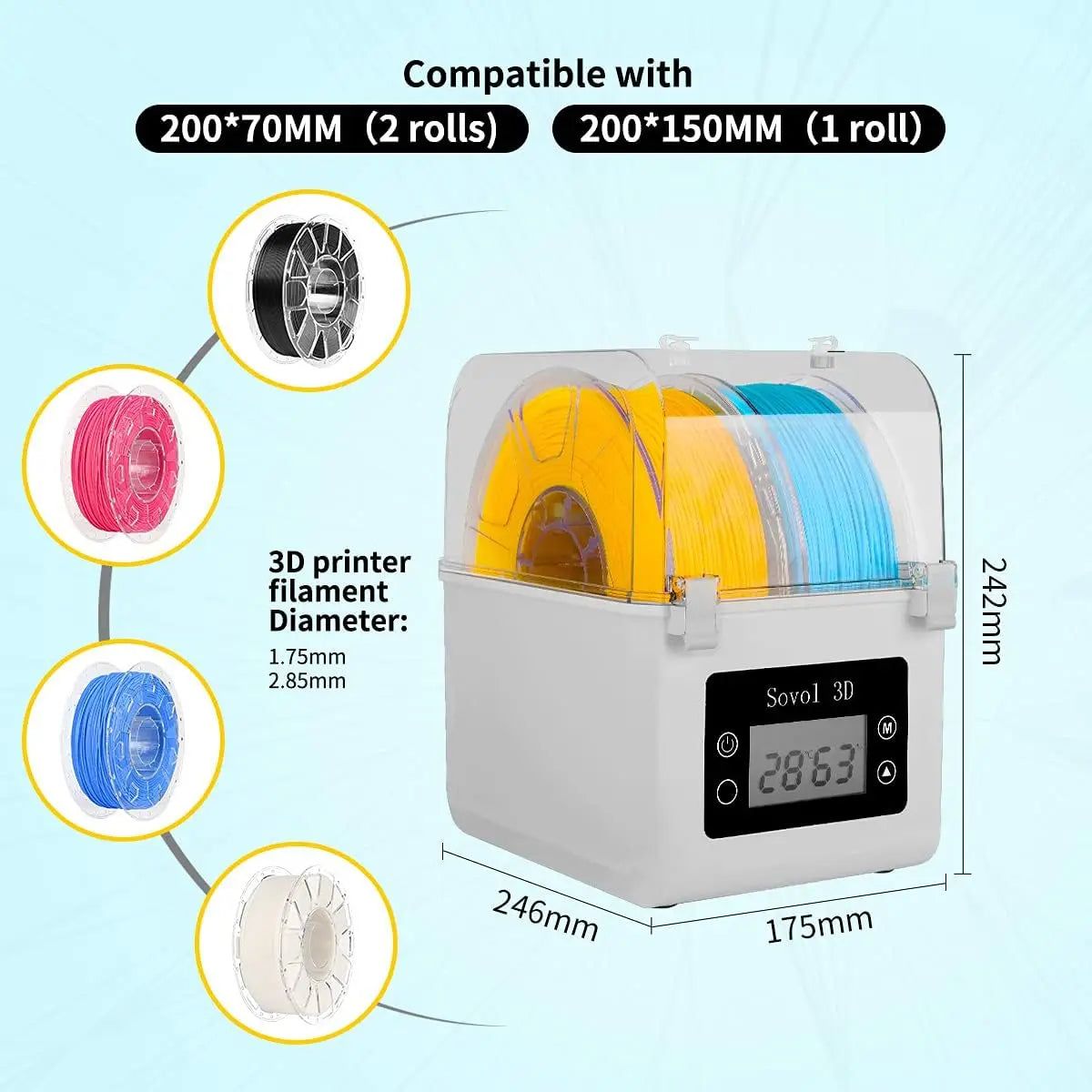 Sovol Filament Dryer SH01 Dehydrator For 3D Printer Spools