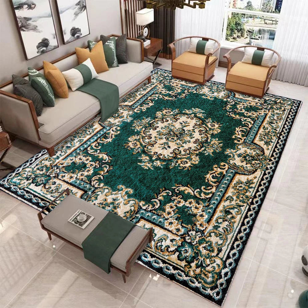 European Retro Large Carpet Living Room Rug Non Slip Mat